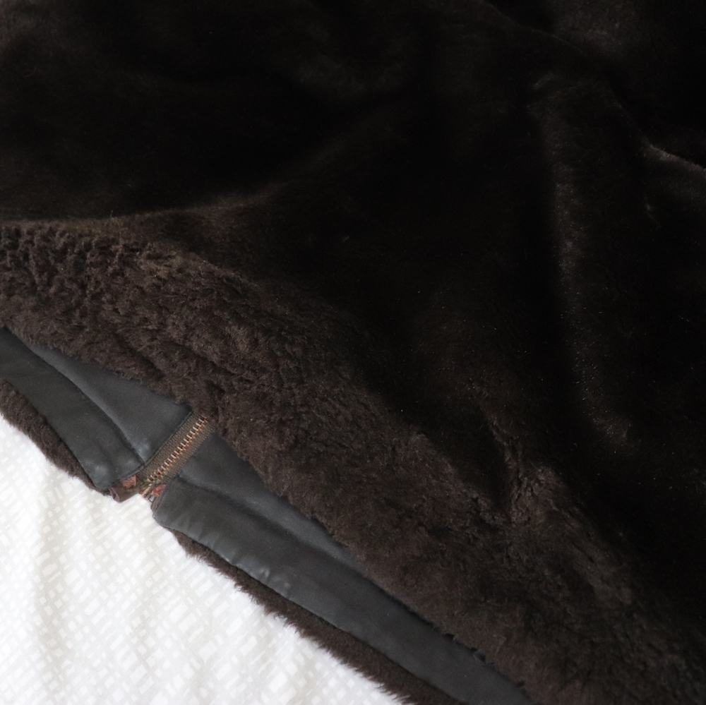 Oversize faux fur dark brown teddy coat with hood - Picture 10 of 10